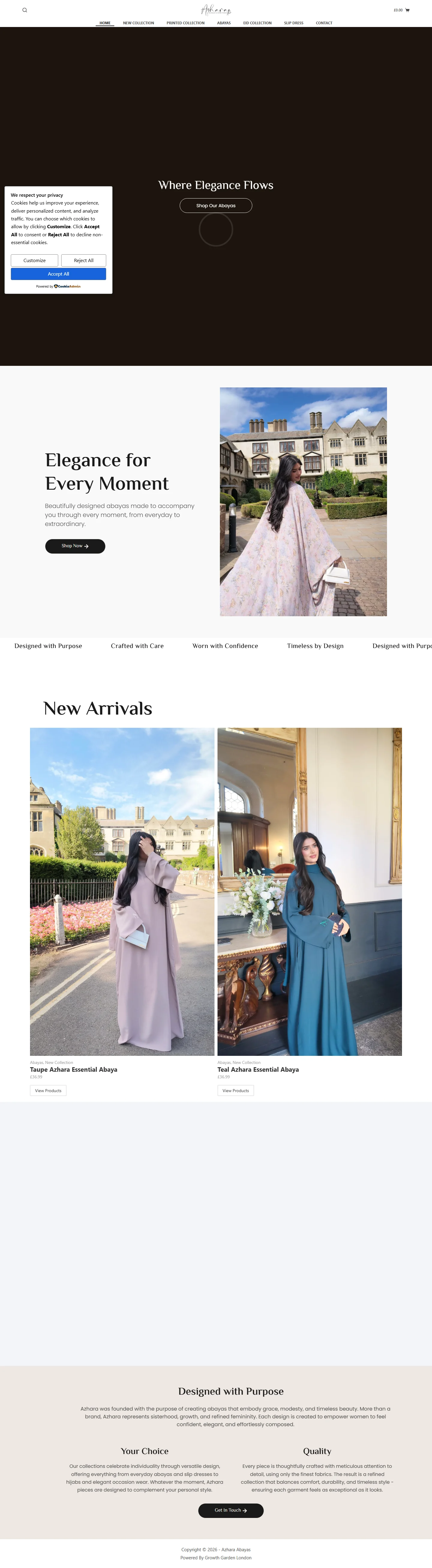 Azhara Abayas — live website capture